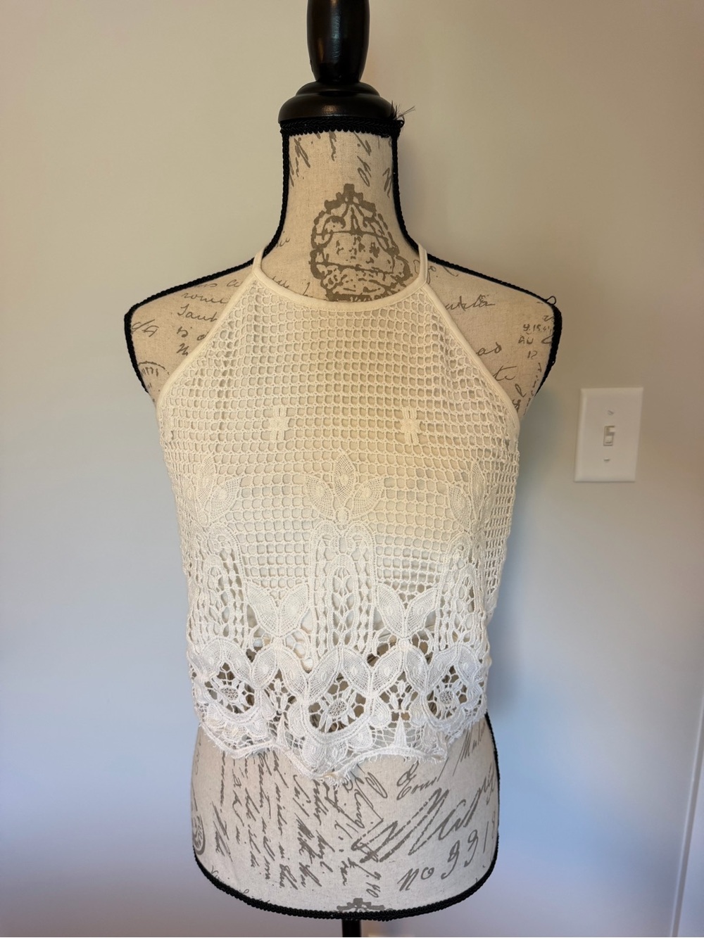 Express Crochet Lace Halter Crop Top